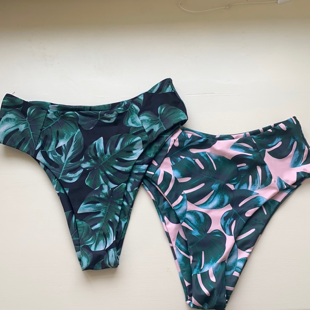 ZAFUL TROPICAL PRINT HIGH WAISTED BIKINI BOTTOMS